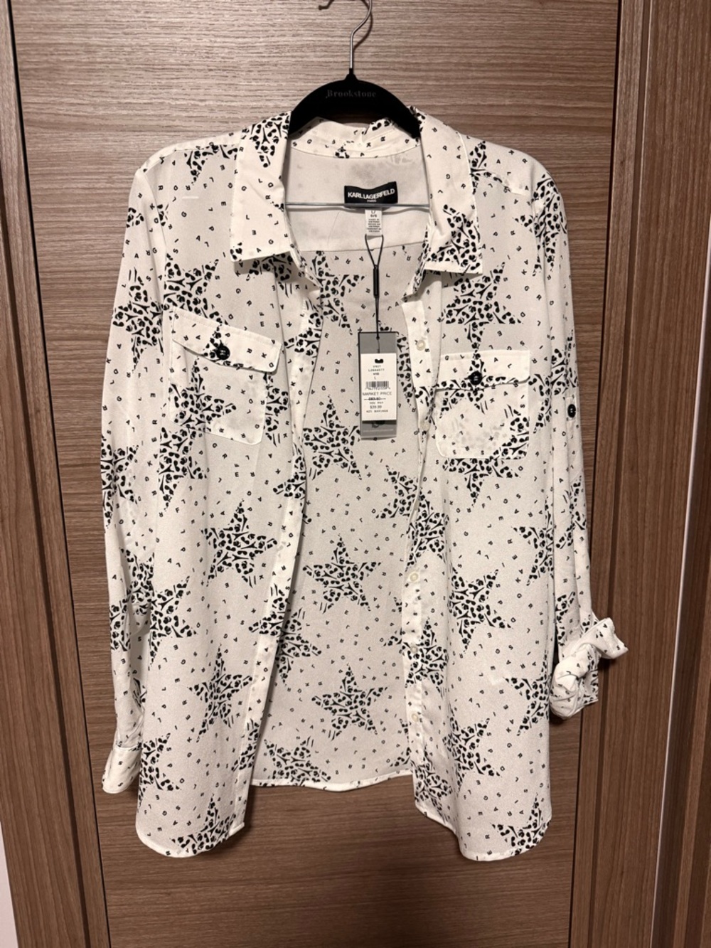 Karl Lagerfeld White Shirt with Black Star Print